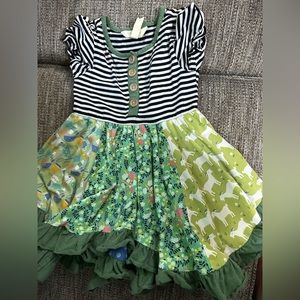 Matilda Jane goat, floral, measuring cup dress